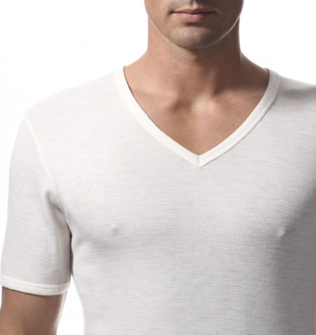 Maglia mezza manica cotone felpata scollo V - Chiara (60/28)
